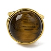 Round Natural Tiger Eye Finger Rings RJEW-Q822-54G-01-2