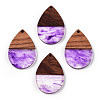 Transparent Resin & Walnut Wood Pendants RESI-N039-25C-1