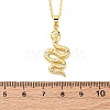 Brass Micro Pave Clear Cubic Zirconia Snake Pendant Necklaces NJEW-S438-02G-G-5