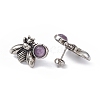 Natural Amethyst Bee Stud Earrings EJEW-C016-01AS-06-3