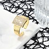 Brass Micro Pave Clear Cubic Zirconia Open Cuff Rings for Women RJEW-M026-02G-03-1