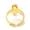 Safety Pin Shape Brass Crystal Rhinestone Adjustable Rings for Women RJEW-P112-01G-3