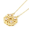 Brass Pave Cubic Zirconia Heart Clover Pendant Necklaces NJEW-K276-01G-03-1