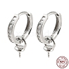 Rhodium Plated 925 Sterling Silver Micro Pave Cubic Zirconia Hoop Earring Findings STER-P051-04P-1