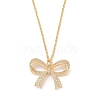 Brass Micro Pave Clear Cubic Zirconia Bowknot Pendant Necklaces for Women NJEW-S432-03G-1