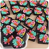 Square with Flower and Word Mama Food Grade Eco-Friendly Silicone Focal Beads PW-WG81493-01-5