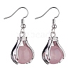 Natural Rose Quartz Palm Dangle Earrings EJEW-A092-09P-18-3