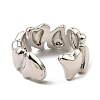 Rack Plating Brass Heart Open Cuff Rings for Women RJEW-G294-05P-3