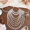 Imitation Pearl White Round Beaded Multi-Layered Shoulder Body Chains for Women AJEW-WH0816-461P-4