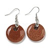 Rack Plating Brass Flat Round Dangle Earrings for Women EJEW-B064-01P-2