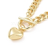 Brass Heart Pendant Necklace with Curb Chains for Women NJEW-L463-002G-2