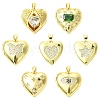 7Pcs 7 Styles Brass Micro Pave Clear Cubic Zirconia Locket Pendants FIND-CJ0005-08-1