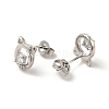 Clear Cubic Zirconia Hollow Out Cat Stud Earrings EJEW-F301-14-3