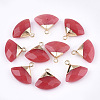 Electroplate Natural White Jade Pendants G-T112-04G-1