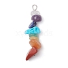 6Pcs Mixed Gemstone Chip Beaded Pendants Set PALLOY-JF02769-01-3