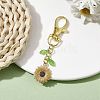 Sunflower Alloy Enamel Pendant Decorations HJEW-JM01757-3