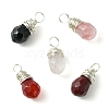 Natural & Synthetic Mixed Gemsotone Faceted Teardrop Charms with Eco-Friendly Copper Wire Wrapped PALLOY-JF02353-02-1