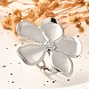 Flower Stainless Steel Open Cuff Ring for Women RJEW-R006-03P-02-1