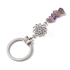 Natural Red Jasper Red Aventurine Citrine Green Aventurine Lapis Lazuli Amethyst & Synthetic Turquoise Keychain with Alloy Finding and 304 Stainless Steel Split Key Ring KEYC-JKC00957-5