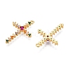 Brass Micro Pave Clear Cubic Zirconia Pendants KK-T073-26G-2