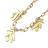 304 Stainless Steel Triple Leaves Pendant Paperclip Chain Necklaces NJEW-K389-02G-3