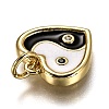 Brass Micro Pave Clear & Black Cubic Zirconia Charms ZIRC-B0003-18G-3