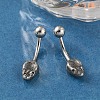 Snake Head 316 Surgical Stainless Steel Cubic Zirconia Belly Button Rings/Earrings EJEW-G416-16AS-03-3