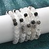 Natural Tourmalinated Quartz/Black Rutilated Quartz Stretch Beaded Bracelets G-A185-01J-2