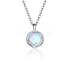 Flat Round with Antler Shape Brass Natural Moonstone Pendant Necklaces for Women WG9EF84-05-2