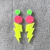 Flat Round with Lightning Bolt Acrylic Dangle Stud Earrings FS-WG93F7F-06-1