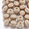 Wood Beads Covered with Polyester Cord Wire WOVE-S117-12mm-05-2