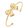 Bowknot 304 Stainless Steel Crystal Rhinestone Open Cuff Torque Bangles for Women BJEW-Z070-02G-1