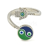 Yin-yang & Hamsa Hand with Evil Eye Enamel Rotatable Cuff Rings for Women RJEW-M016-06P-3