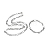 304 Stainless Steel Paperclip & Rolo Chain Necklace and Bracelet Set SJEW-D091-02P-2