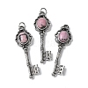 Key Brass Natural Rhodonite Big Pendants KK-D361-01AS-27-1