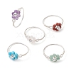 Flower Natural Gemstone Ring RJEW-JR00711-02-1