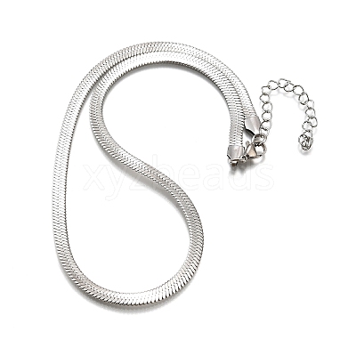 Non-Tarnish 201 Stainless Steel Herringbone Chain Necklaces NJEW-M187-06P-1