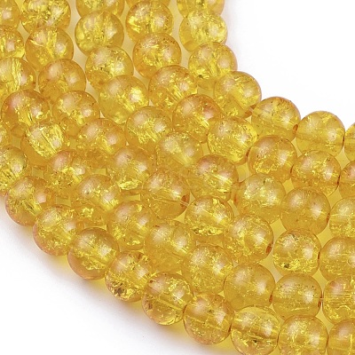 Spray Painted Crackle Glass Beads Strands X-CCG-Q001-8mm-10-1
