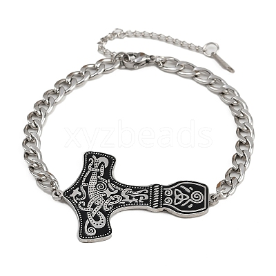 304 Stainless Steel Enamel Link Bracelets BJEW-P356-01B-P-1