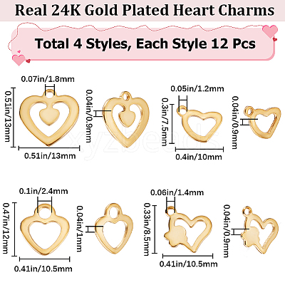 48Pcs 4 Style 201 Stainless Steel Charms STAS-BBC0003-14-1