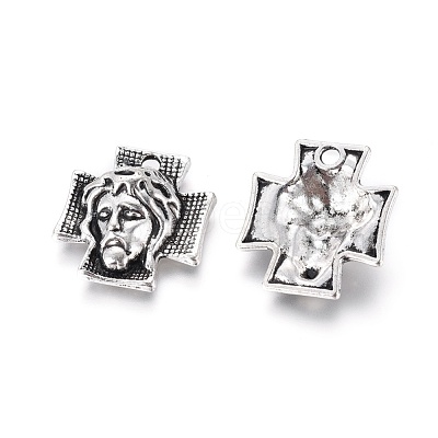 Tibetan Style Alloy Cross with Jesus Alloy Pendants for Easter Jewelry LF10674Y-NF-1