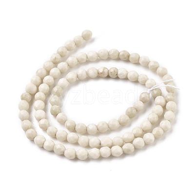 Natural Fossil Round Bead Strands G-O151-02-4mm-1