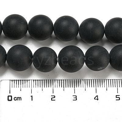 Grade A Natural Black Agate Beads Strands G447-6-1