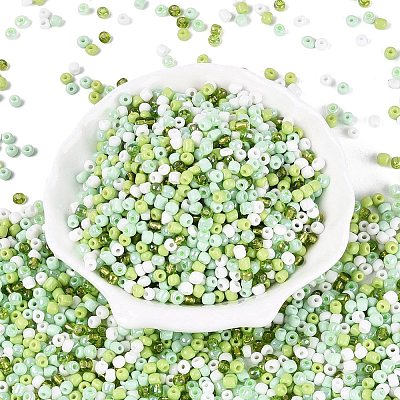 Opaque & Transparent Inside Colours 6/0 Glass Seed Beads SEED-F004-4mm-04-1