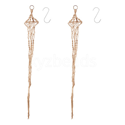 2Pcs Handmade Macrame Polyester Plant Hanger AJEW-HS0001-48-1