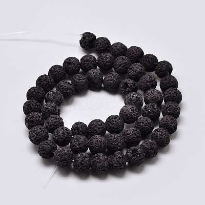 Natural Lava Rock Round Bead Strands G-I124-10mm-10-1