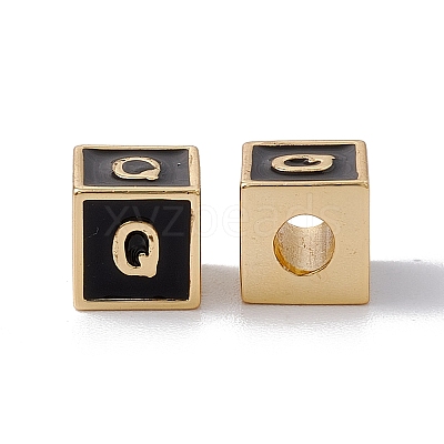 Rack Plating Brass Enamel Beads KK-B060-04G-01Q-1