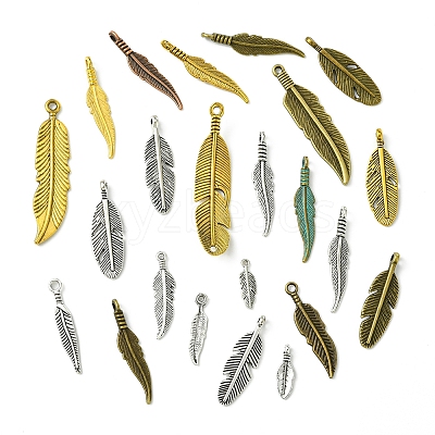 60Pcs 4 Colors Tibetan Style Alloy Pendants TIBEP-FS0001-18-1