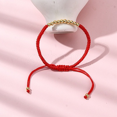 Polyester Cord Braided Bead Bracelets for Women BJEW-L698-04G-01-1