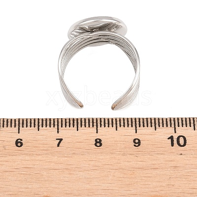 304 Stainless Steel Open Cuff Ring Components STAS-F366-06D-P-1